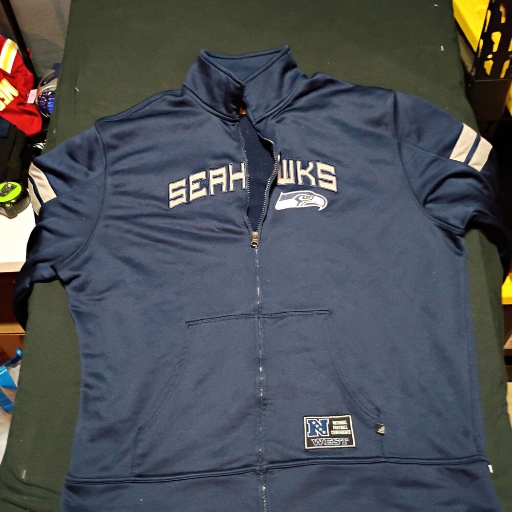 Seattle Seahawks NFL Football Full Zip Jacket, Blue/Gray, Team Apparel